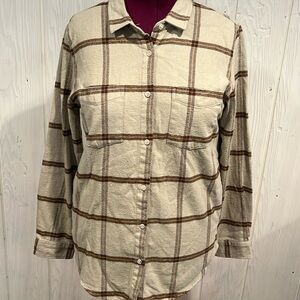 THREAD & SUPPLY Relaxed Fit Western Shirt Jacket Organic Cotton Size Large